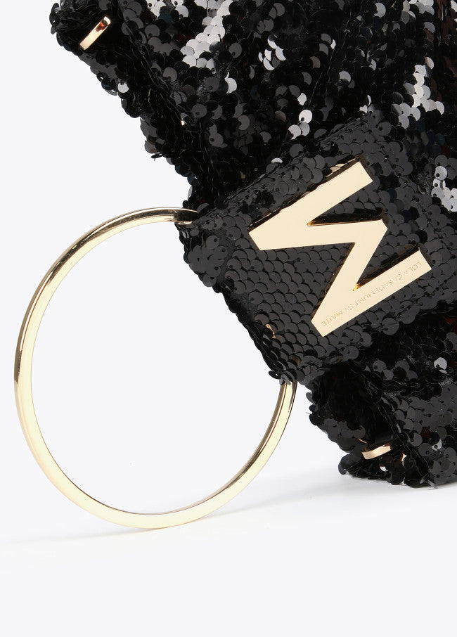 Sequinned evening bag black