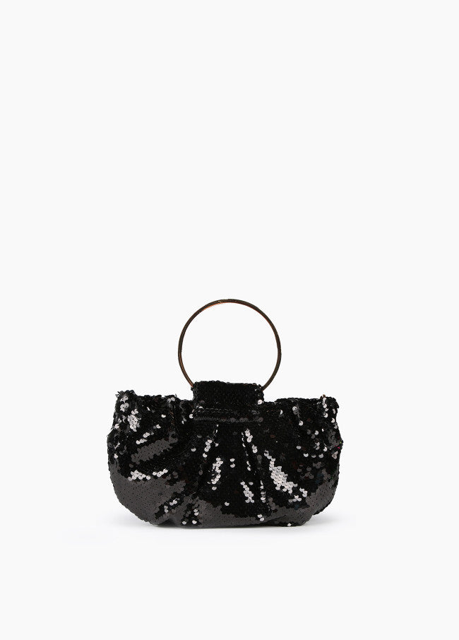 Sequinned evening bag black