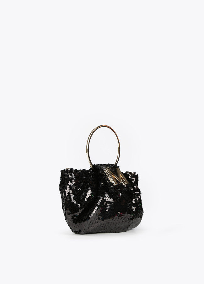 Sequinned evening bag black