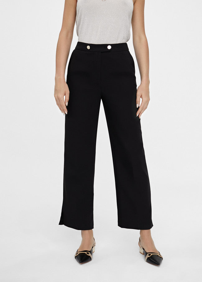 Straight button detail trousers