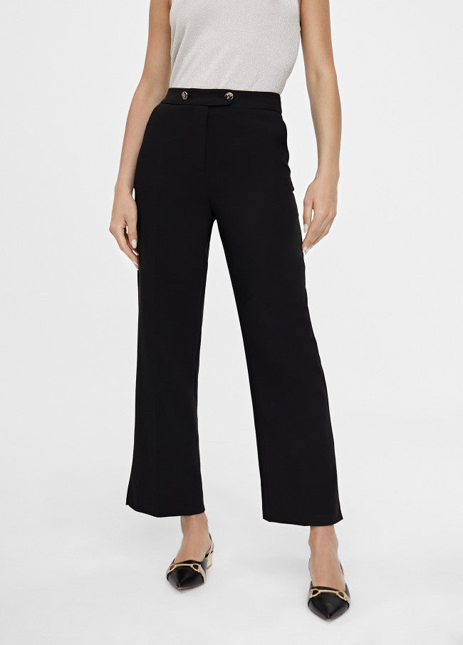 Straight button detail trousers