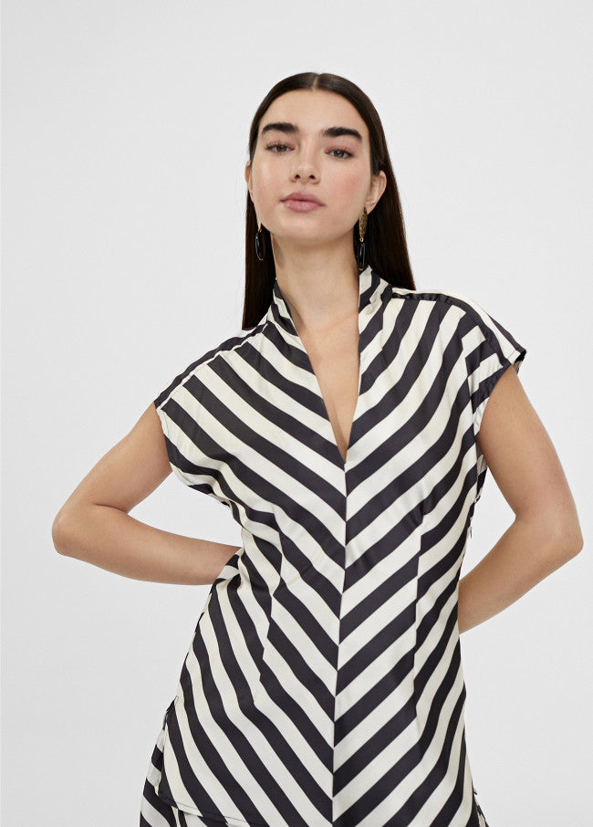 Two-tone striped top