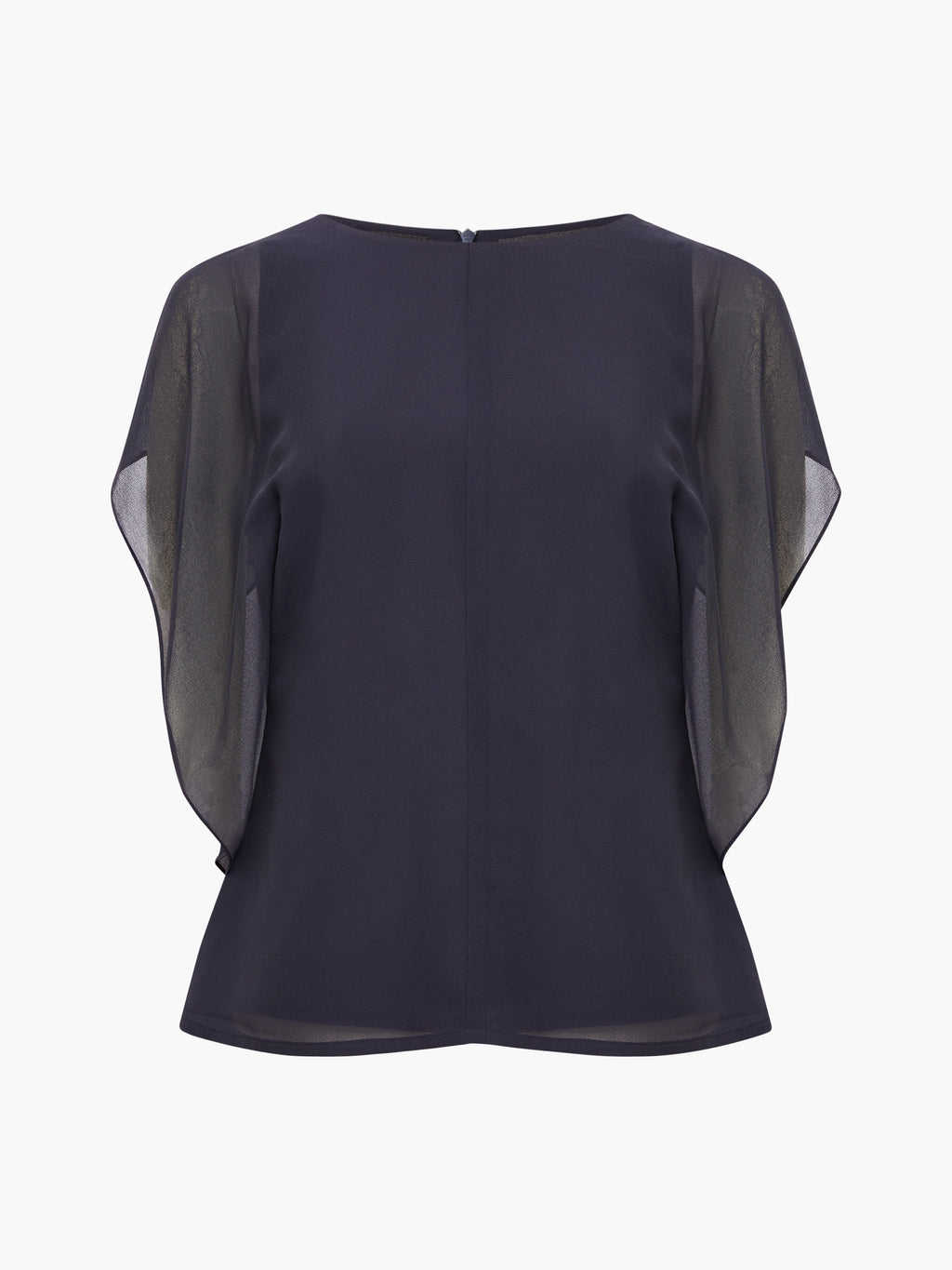 Eden Georgette Flutter Sleeve Top Navy