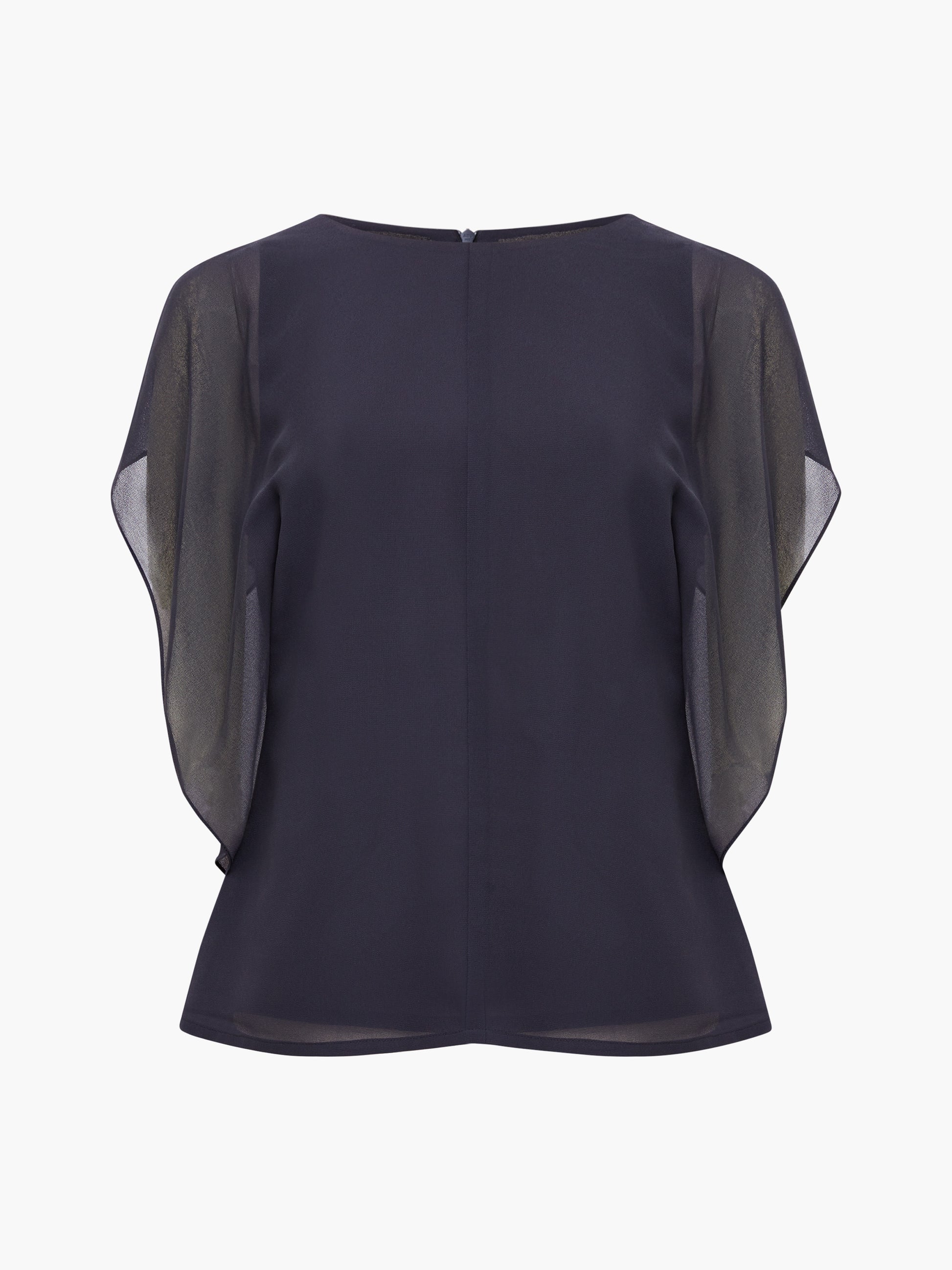 Eden Georgette Flutter Sleeve Top Navy