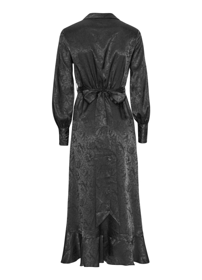 Bea dress black flower jaquard