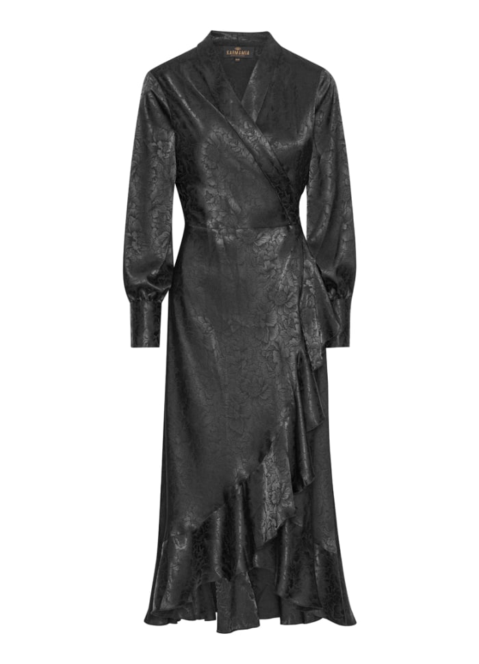 Bea dress black flower jaquard
